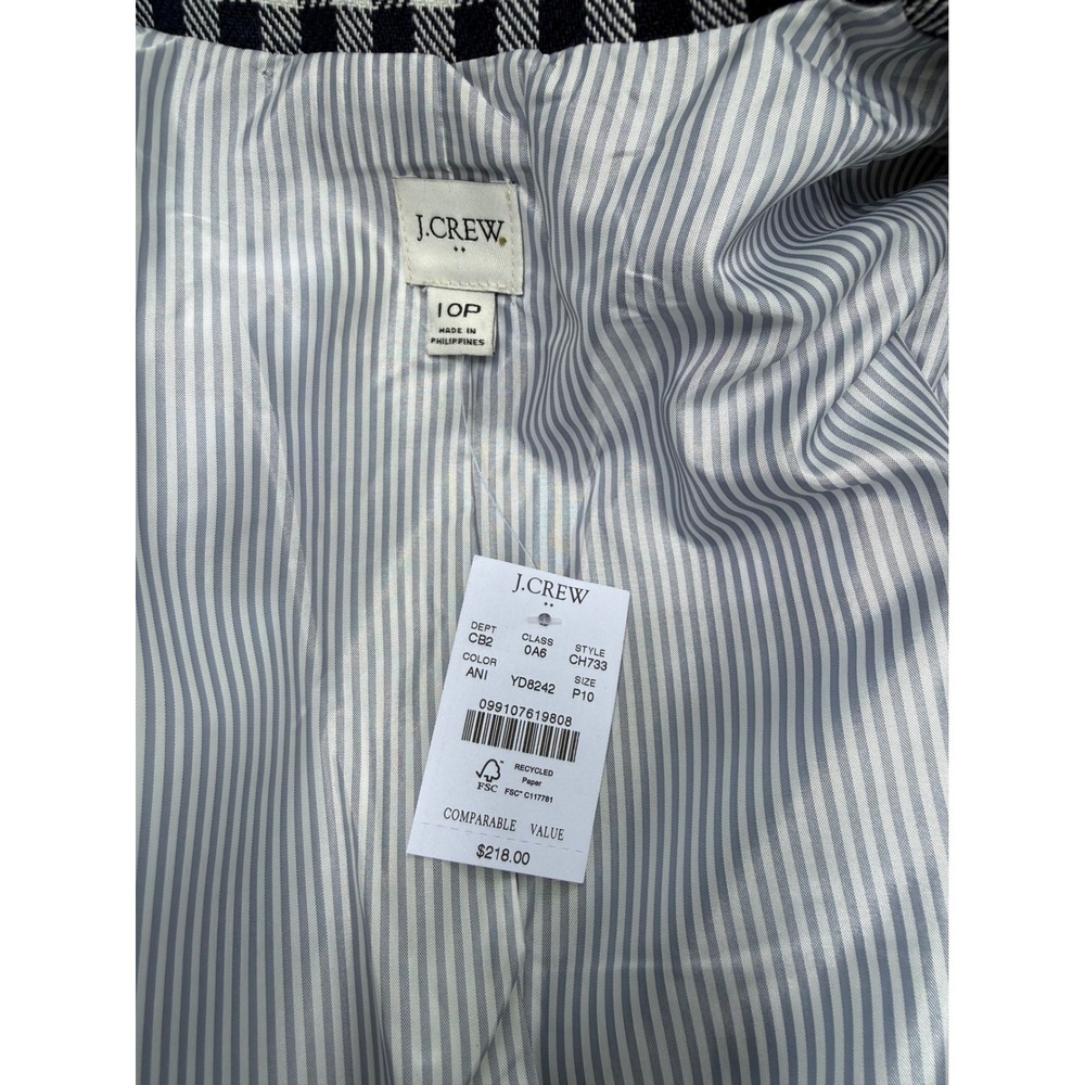 J.Crew Parke Blazer‎ Navy White Gingham Check Cotton Blend Jacket 10P NEW H2842 - Picture 12 of 14